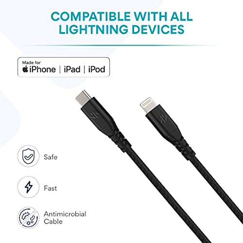 Ampere 4Ft Usb-C To Lightning Cable [Mfi Certified] - Ultra-Strong Reinforced Durable Charging Cable Compatible With Iphone/Ipad (Black) #TOP5