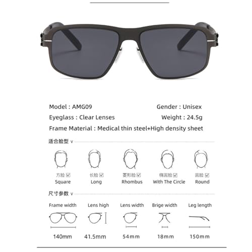 Lunettes de soleil en acier inoxydable ultra légères mixtes C1 - 2