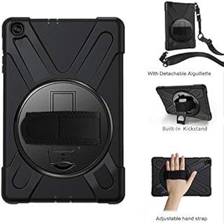 MoKo Case Fit Samsung Galaxy Tab A 10.1 2019, [Heavy Duty] Shockproof Full-Body Rugged 360 Degree Rotating with Shoulder Strap Stand Cover for Galaxy Tab A 10.1 Inch SM-T510/T515 2019 Tablet - Black