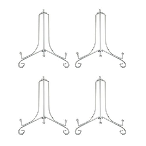 (4 pièces)4 Pouces Argenté métal porte assiette chevalet présentoir pour le biscuit, photo, carte de place ou aux mariages, fête d'anniversaire