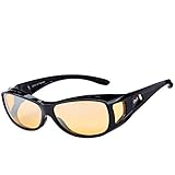Duco Night Vision Glasses for Driving at Dusk Rainy Day Anti Glare Fit Over Wrap Around Eyewear Glasses UV400 Polarized
