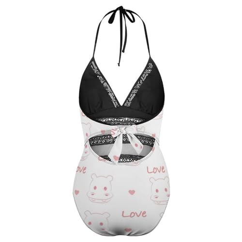 Maillot de bain hippopotame mignon imprimé original dos nu - 5