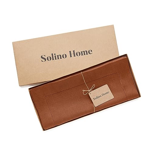 image for Solino Home Linen Cinnamon Table Runner 72 Inches Long - 100% Pure Lin