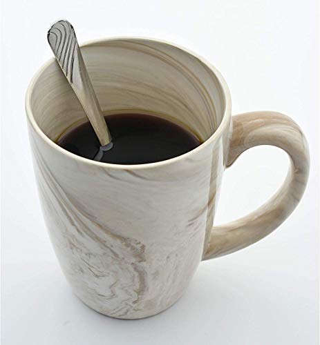 Culver 16-Ounce Palermo Ceramic Mug Set of 4 Marbleized (White and Brown) - Thumbnail 2