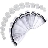 BodyJ4You 28PC Big Gauges Kit Ear Lobe Stretching Set | Single Flare Tunnel Plugs Expander Tapers |