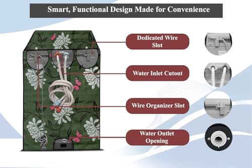 Image of The Furnishing Tree PVC Washing Machine Cover Fully Automatic Suitable for Whirlpool 7.5 kg Top Load 360 Degree Bloomwash Pro 7.5 Green Color