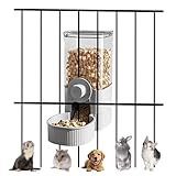 Auto Gravity Food Dispenser for Cage Hanging, 41OZ Capacity Hanging Automatic Pet Cage Feeder, Food Bowl for Cats Dogs Rabbit Ferret Chinchilla Bird Hedgehog Guinea Pig (Grey)