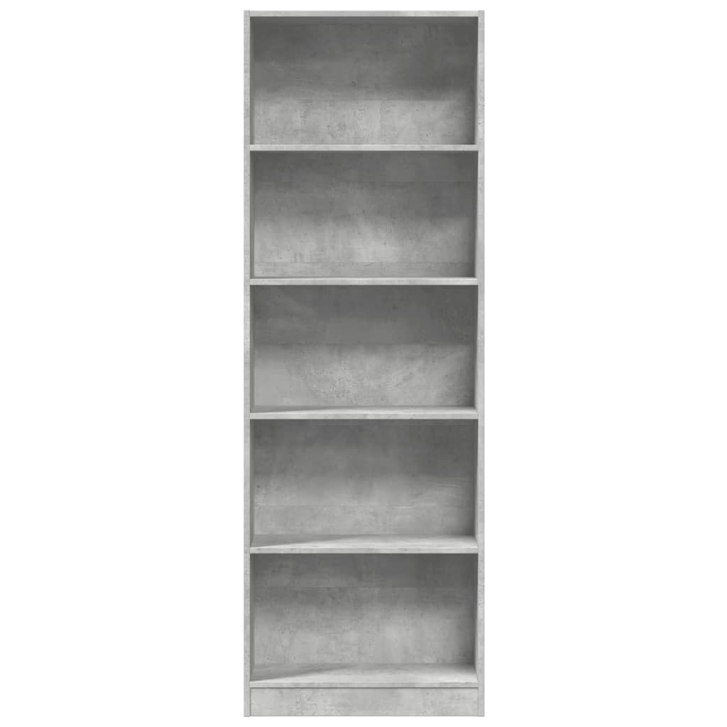 Estantería para libros, color gris hormigón, 60 x 24 x 176 cm, diseño moderno, versátil en el salón, dormitorio, oficina, pasillo, estantería pequeña con compartimentos abiertos para libros