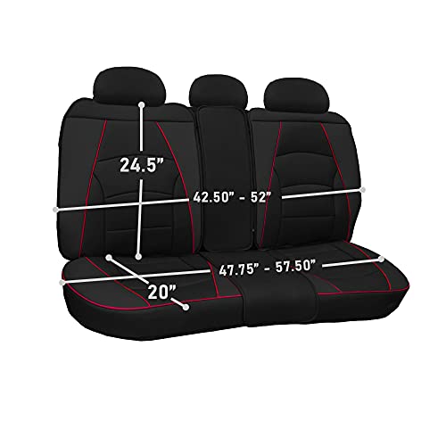 Image of FH Group Ultra Comfort Highest Grade Faux Leather Full Set Car Seat Cushions- Universal Fit for Cars Trucks & SUVs (Black Red Trim)