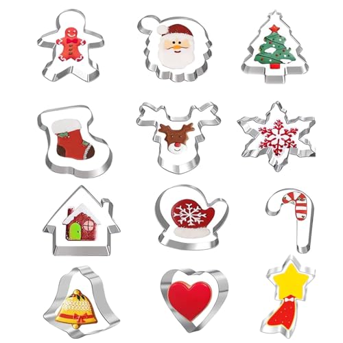 ZHOUHON PläTzchen Ausstecher Weihnachten Fondant Set,12 Stücke...