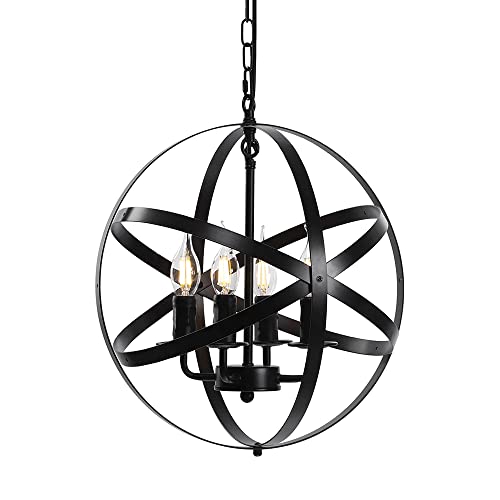 XYBZJP E12 Light Source Four-headed Ceiling Pendant Light, Creative Personality Sphere Hanging Lamp, Farmhouse Dining Room With Adjustable Hanging Chandelier