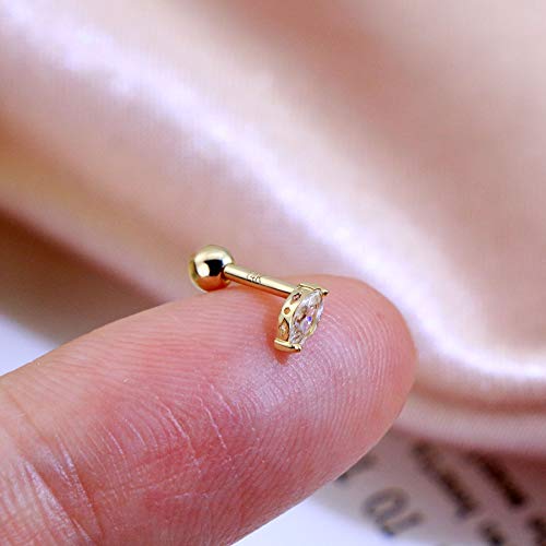 COCHARM 14K Real Gold Cartilage Stud Earring 16g Cubic Zirconia Helix Stud Rings for Women Tragus Conch Barbell3