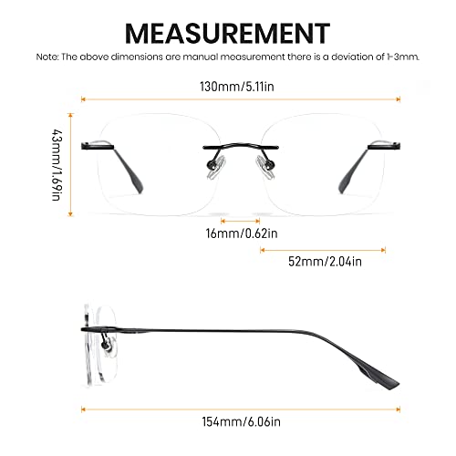 Cyxus 8124T01 Titanium Blue Light Glasses For Men Frameless Rimless Glasses Computer Glasses Uv Protection Eyeglasses thumb #4