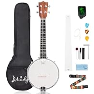 ♪【Portable Size】 - The 23 inch banjolele is perfect for musical travel. Lightweight, suitable for parties, courses, etc. The mini banjo is easy to use, and very suitable for beginners ♪ 【Polyester Drum Skin】 - The drumskin of the Mulucky banjolele is...