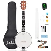 ♪【Portable Size】 - The 23 inch banjolele is perfect for musical travel. Lightweight, suitable for parties, courses, etc. The mini banjo is easy to use, and very suitable for beginners ♪ 【Polyester Drum Skin】 - The drumskin of the Mulucky banjolele is...