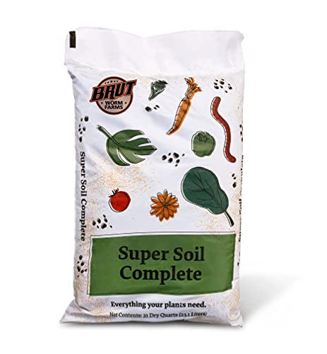 Brut Super Soil - 30lb - Rich, Dark Natural Blend of Soil, Organic Matter and Worm Castings. Use Indoors or Outdoors. Non-Toxic and Odor Free.