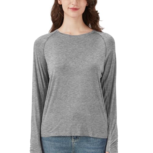 netdraw Women's Ultra Soft Bamboo Viscose Workout T-Shirt Long Sleeve Cooling Lighweight Tops with Thumbholes