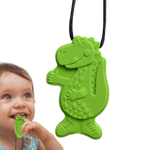 Colliers à mâcher sensoriels - Toys de mât de dinosaure en silicone pour les | MOTEUR MOTE MODIFICATION DU COUPS | Teether moelleux portable | Aide à la dentition non toxique sûre | Colli