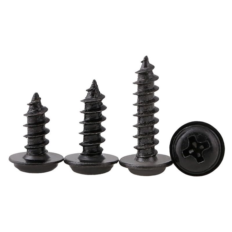 Black Round Head with Pad Self Tapping Small Screw Pan Head with Gasket Tapping Screw M1.4(12mm,M1.7)