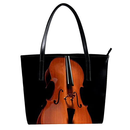 Sac à main en cuir PU à motif violoncelle marron et multicolore