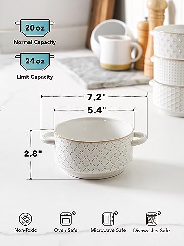 LE-TAUCI-Soup-Bowls-with-Handles-20-oz-French-Onion-Soup-Crocks-Stackable-Soup-Bowl-Oven-Safe-for-Chili-Beef-Stew-Embossment-Ceramic-Bowl-Set-54-Inch-Set-of-4-Arctic-White LE TAUCI Soup Bowls with Handles 20 oz French Onion Soup Crocks Stackable Soup Bowl Oven Safe for Chili Beef Stew Embossment Ceramic Bowl Set 54 Inch Set of 4 Arctic White