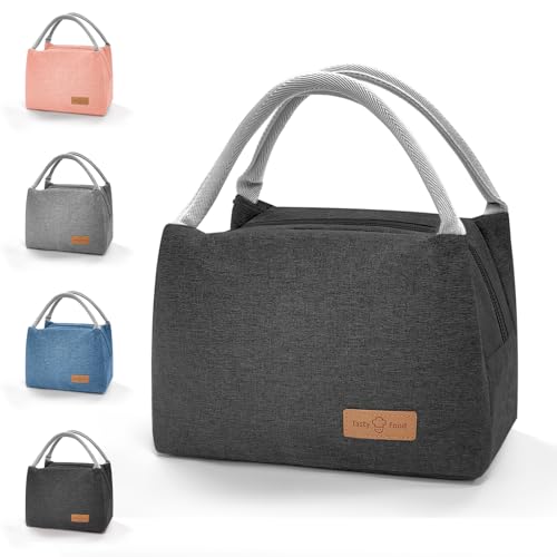 TAIVIN Bolsa Isotermica Pequeña,Tartera Comida Trabajo,Bolsa para el Almuerzo Aislada con Forro Interior de Aluminio para el Colegio,la Oficina,el Picnic y Viajes Cortos (Negro,S)