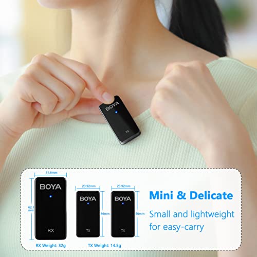 Boya Wireless Lavalier Microphone For Camera, 20-Hours Battery, Noise Cancellation, Dual-Channel, Mini Lapel Clip On Mic For Dslr, Record, Vlog, Live Streaming, 2 Transmitters 1 Receiver Wmic5-M2 #TOP6