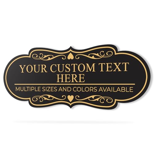 Designer Custom Personalized Plastic Wall or Door Sign – Designed Style with Your Text – Easy Peel & Stick Installation – Made in USA