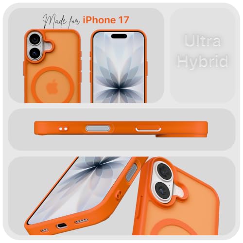 Image of Pikkme Back Cover for iPhone 17 | Mag-Safe Compatible | Smoke Frosted Transparent Matte Finish | Hard PC + Soft TPU | Shockproof | Raised Camera Protection Bumper Case (Orange Smoke Mag-Safe)