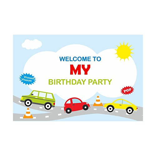 Image of Pretty UR Party Colourful Cars Party decorations Kit - 80 pcs includes Banner, balloons, thank you, centerpiece, danglers, Cars Party Supplies, Vehicles Birthday Decor, DIY Decor Pack for kids, boys