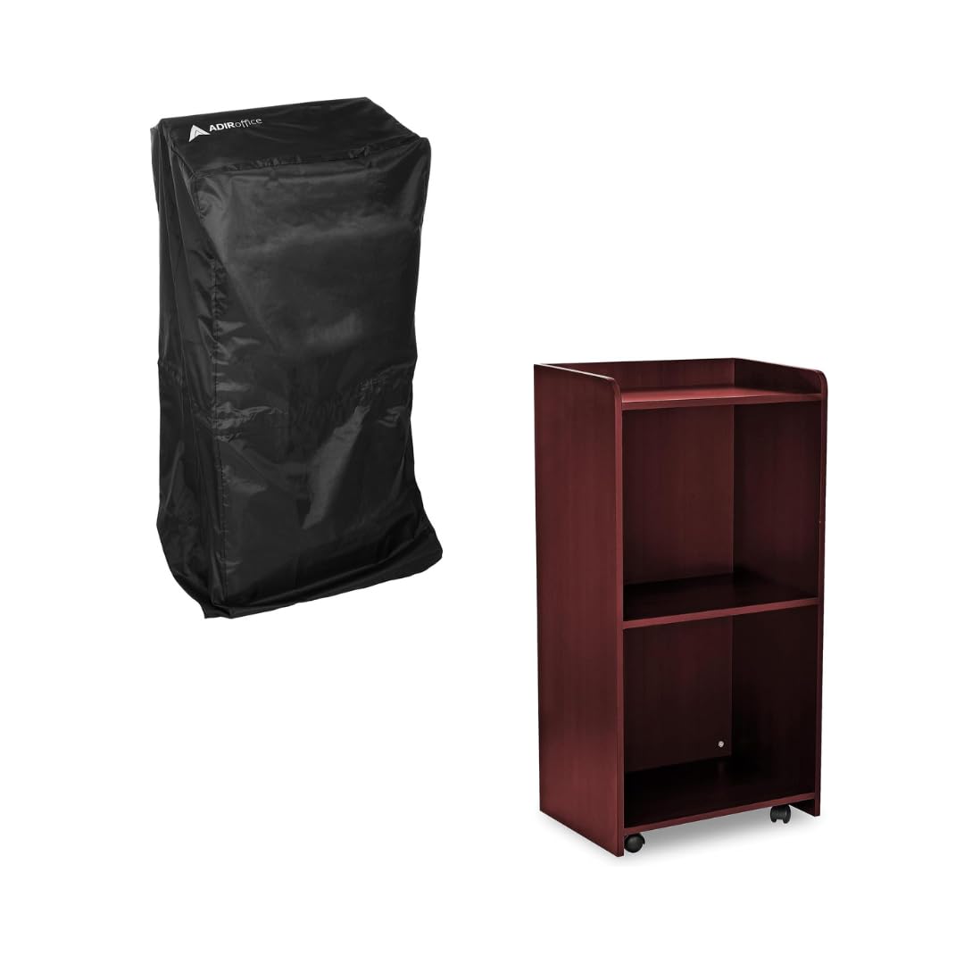 AdirOffice Protective Cover for Podiums, Lecterns and Pulpit, & Adir Hostess Stand with Wheels Bundle