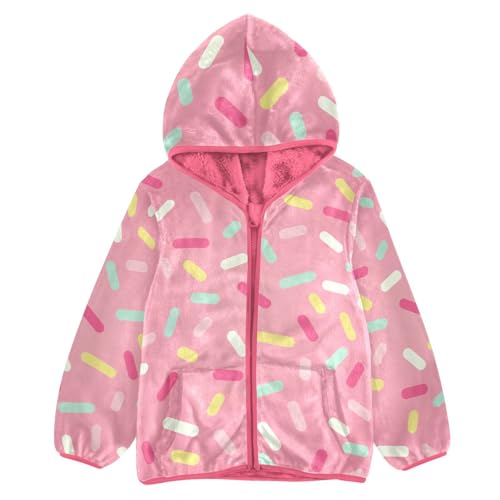 OTVEE Valentine Pink Donut Glaze Kids Hoodie Jacket Fall Spring Full Zip Warm Outwear Coat