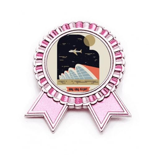 Broche rose HKIA en métal taille M pour accessoire de voyage
