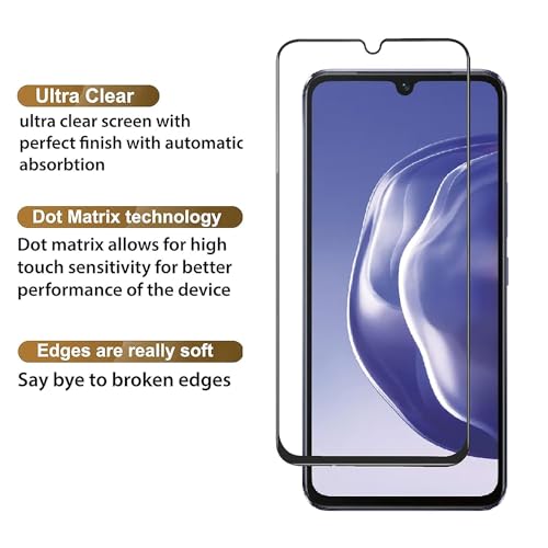 Image of HD Tempered Glass Screen Protector Compatible For Vivo V21e With Edge To Edge Coverage And Easy Installation Kit