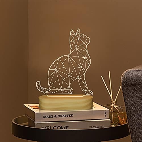 Attivolife Cat Night Light, Ketty 3D LED Warm Color Illusion Optical Table Desk Lamp, Funny Best Room Decor Birthday Valentine's Day Holiday Xmas Gifts for Friends Women Kid Child