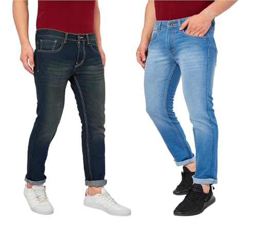 Image of Ben Martin Men's Slim Fit Mid Rise Pack of 2 Stretchable Casusal Denim Combo Jeans Pant, CMB-AU24