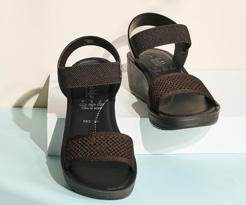 Image of puntoblu Cushion Comfort Platform Heel Sandals for Women | Comfortable Padded Footbed | Breathable Mesh | Slingback Closure | Anti-Skid & Durable Mid Heel Sandal for Girls