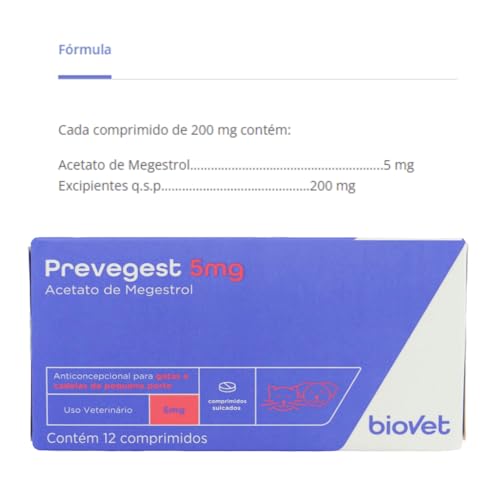 Kit Anticoncepcional Preve-Gest Biovet 5mg c/ 12 Comprimidos C/ 3 unidades