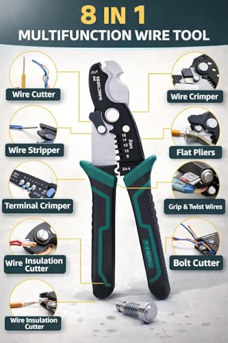 Image of Professional Multi-Functional Wire Stripper and Cutter | Heavy Duty Self-Adjusting Cable Peeler | Ergonomic Grip Hand Tool for Electrical Repairs & DIY Projects