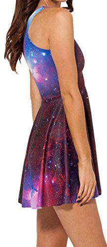 Sister Amy Women's Galaxy Printed Elastic Sleeveless Shaping Camisole Skater Purplered X-Small #TOP5