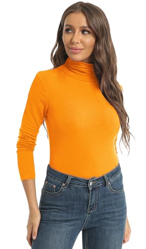 Image of Women's Casual Long Sleeve Turtleneck Tops Slim Fitted Lightweight Base Layer Shirts