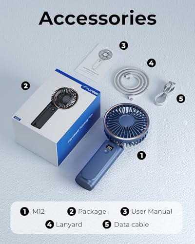 TUNISE Handheld Fan, Portable fan with 4000mAh, Hand Fan with LED Display, 180° Adjustable Rechargeable Fan, 6 Speed, Travel Fan as Power Bank for Home Office Bedroom Outdoor - Image 7