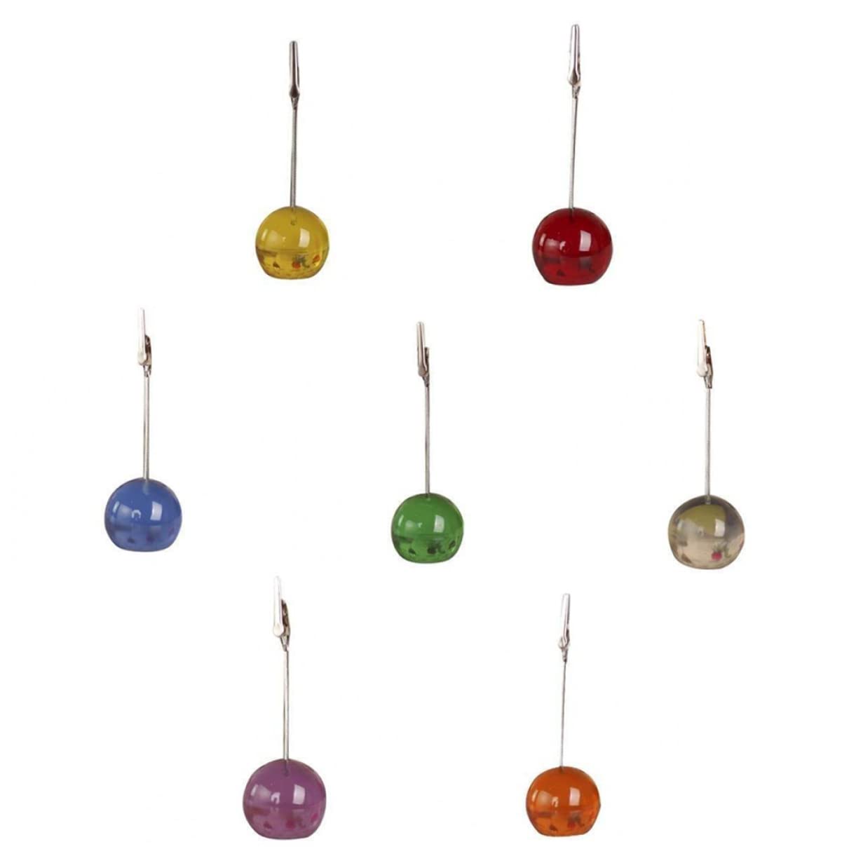 VOSAREA 7pcs Spherical Resin Memo Clips with Stainless Steel Flexible Wire Cable Ball Base Note Holders for Home Office Desk Organization Random