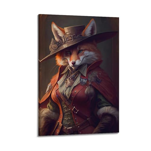Art mural moderne sur toile Miss Fox Hunter WIZIGM de qualite superieure encadre