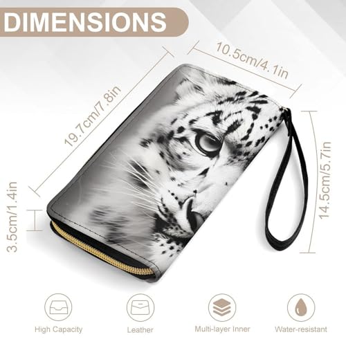 Snow Leopard Portable Long Wallet for Women Men Zipped Travel Purse Credit Card Holder Coin Pouch2
