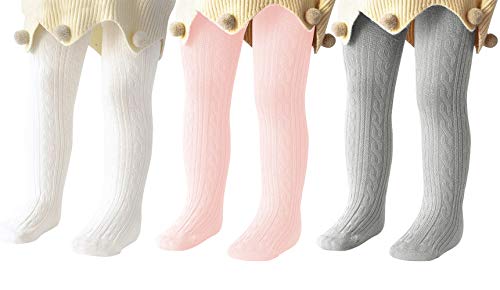 Century Star Baby Tights For Girls Soft Cotton Infant Leggings Toddler Solid Knit Socks Warm Stockings Newborn Pants Pink White Gray 0-9 Month