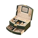 Joyero de lujo portátil, caja almacenamiento con cajones multicapa, ideal for clasificar y guardar anillos, pendientes collares para Almacenamiento(White)