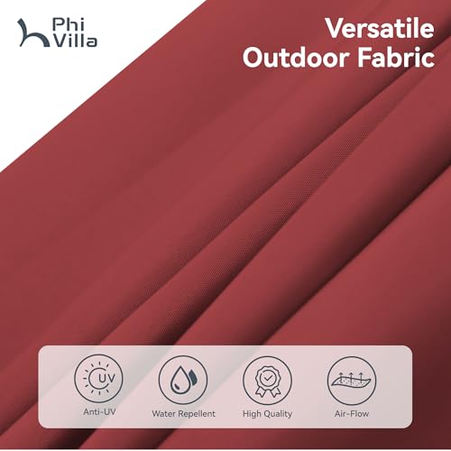 PHI VILLA 15ft Patio Umbrella Double-Sided Outdoor Market Extra Large Umbrella with Crank, Umbrella Base Included (Dark Red)