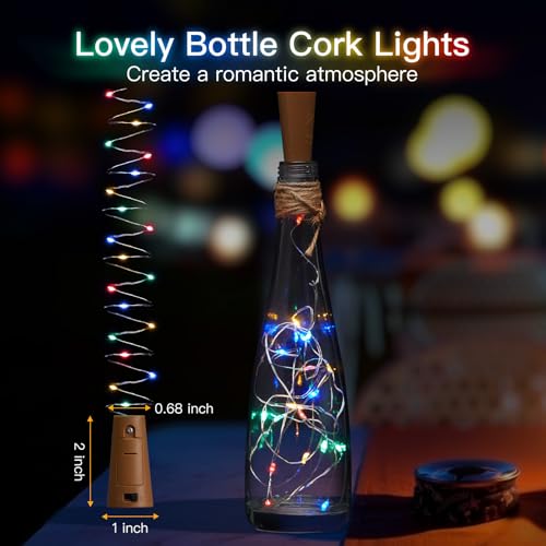 Image of Brightown 10 Pack Wine Bottle Lights with Cork, Multicolor