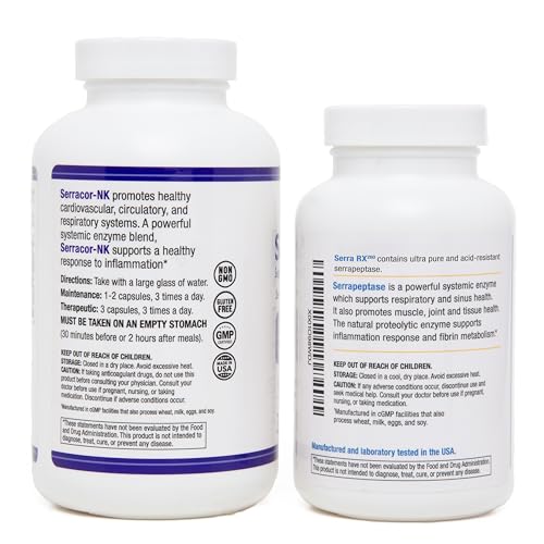 Serracor-NK (300) & Serra-RX 260,000 SU (120)- Scar Tissue Bundle - Acid-Resistant Serrapeptase Proteolytic Systemic Enzyme
